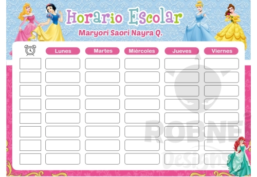 Princesas Disney Horario Escolar